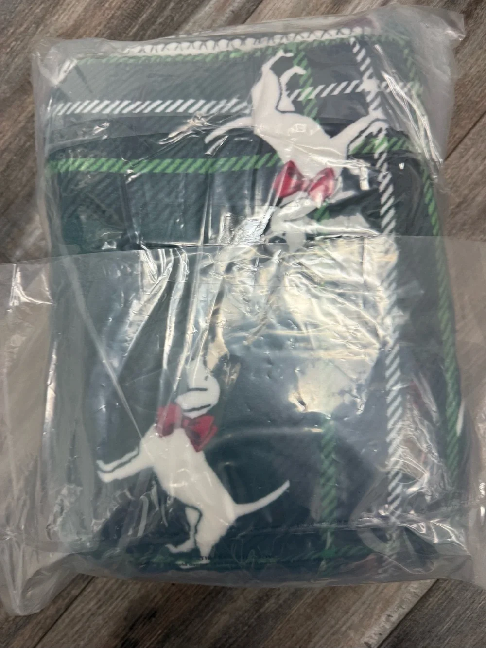 PINK Victoria's Secret Green Plaid Reindeer Throw Sherpa Blanket